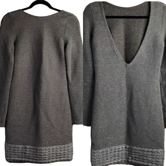 Moda International Fitted bodycon sweater dress with deep V back. Women’s small - Picture 1 of 7
